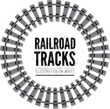 Railroad tracks vector illustration isolated on white background