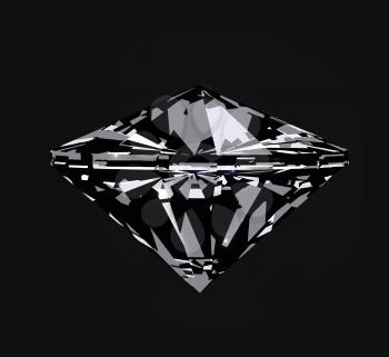 Diamond in front view. Vector illustration on black background