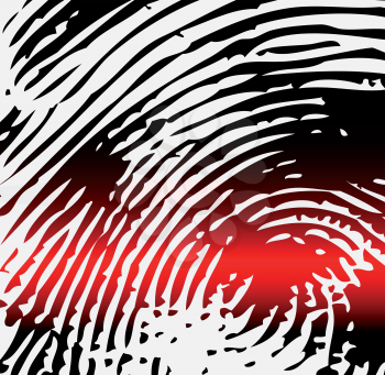 Ray scanner scan fingerprint. Vector illustration close-up