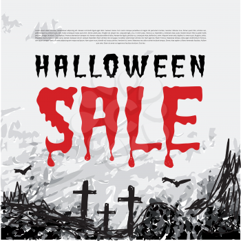 Halloween sale vector background. Illustration in grunge style
