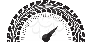 Speedometer vector illustration. Styling by tire tracks. Vector illustration