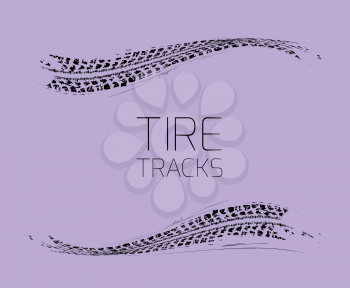 Tire tracks background. Vector illustration on a light purple