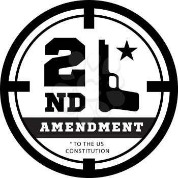 Second Amendment to the US Constitution to permit possession of weapons. Vector illustration