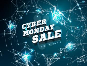 Cyber monday sale. Vector illustration on black background