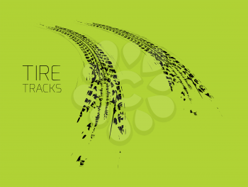 Tire tracks background. Vector illustration on green