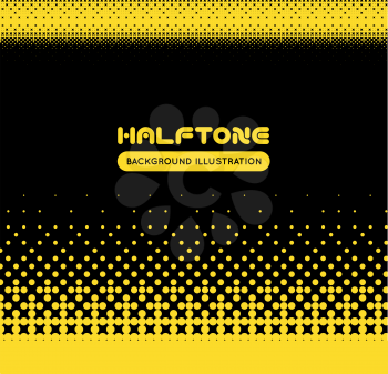 Halftone illustration. Black and yellow vector background
