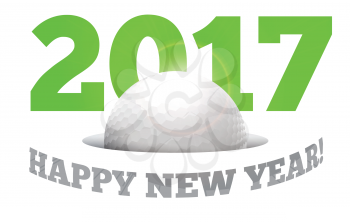 Happy New Year on the background of a golf ball. Vector illustration