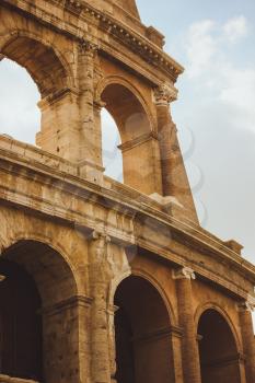 Colosseum, Rome Italy. Close-up of architectural structures