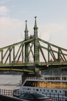 Liberty Bridge closeup. City Budapest in Hungary