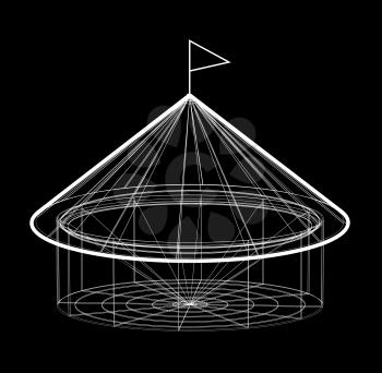 Circus tent in wireframe form. Vector illustration on black background