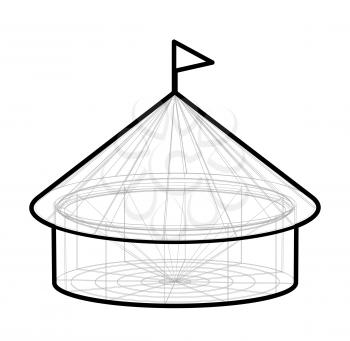 Circus tent in wireframe form. Vector illustration on white background