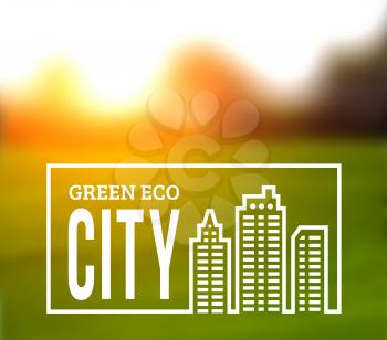 Ecologically clean green city. Vector illustration on a nature background