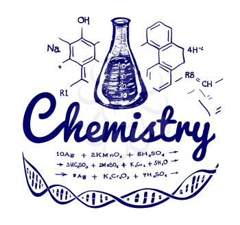Hand drawn chemistry vector illustration on white background