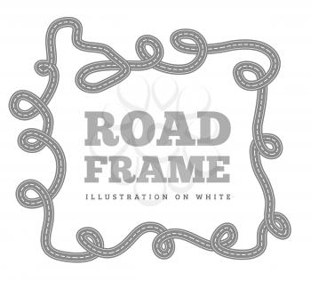 Curved road track in a frame. Vector illustration on white background