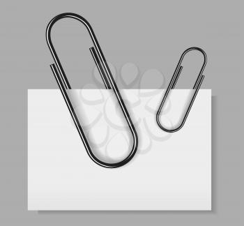 Paper clip vector illustration isolated on grey background
