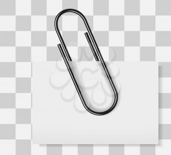 Paper clip vector illustration isolated on checkered background