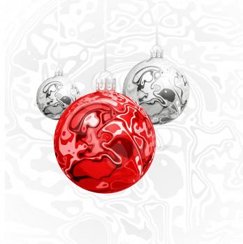 Christmas vector balls in the style of Marble Ink lines