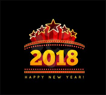 New Year marquee 2018. Vector illustration on black