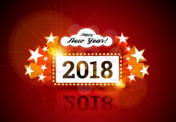 New Year marquee 2018. Vector illustration on black