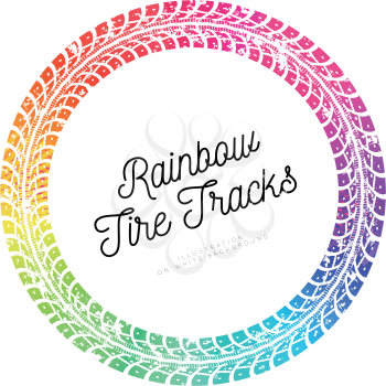 Colorful Tire tracks. Vector illustration on white background