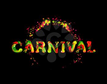 Colorful 3d text carnival. Vector illustration on black background