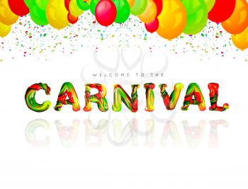 Colorful 3d text carnival. Vector illustration on white background