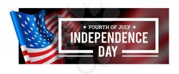 Independence day vector illustration with waving flag of united states of america on background