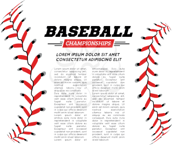 Baseball ball text frame on white background Vector illustration