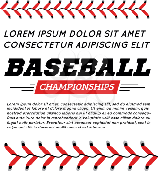 Baseball ball text frame on white background Vector illustration