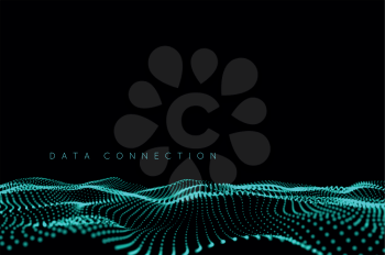 Wave dot connection background. Big data concept. Vector illustration