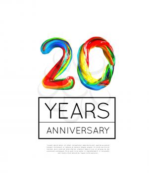 20th Anniversary, congratulation for company or person on white background. Vector illustration