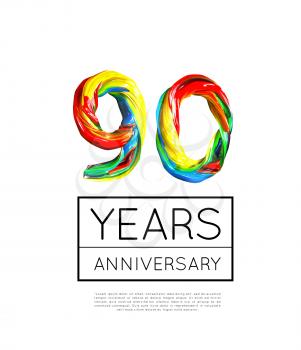90th Anniversary, congratulation for company or person on white background. Vector illustration