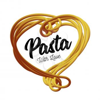 Pasta in the form of heart.. Traditional dish of Italian cuisine. Vector illustration.