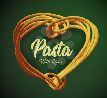 Pasta in the form of heart.. Traditional dish of Italian cuisine. Vector illustration.