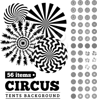 Circus tents backgrounds or circular illustrations for your design. Vector set.