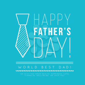 Happy father's day. Congratulation in the fashionable style of minimalism with geometric shapes on a blue background
