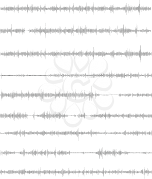 The sound wave of a linear form in the song or sound message, letter. Vector illustration isolated on white background.