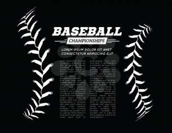 Baseball ball text frame on black background Vector illustration
