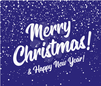Merry christmas and happy new year snow background. Round snowflakes on a background of blue sky. Vector illustration