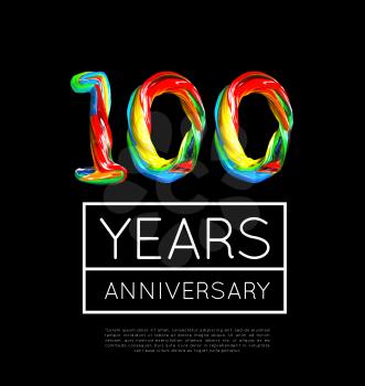 100th Anniversary, congratulation for company or person on black background. Vector illustration