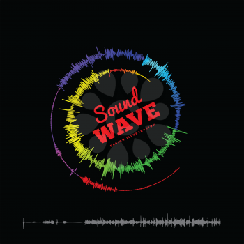 Sound wave spiral form. Vector illustration isolated on black background