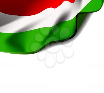 Waving flag of Hungary close-up with shadow on white background. Vector illustration with copy space for your design