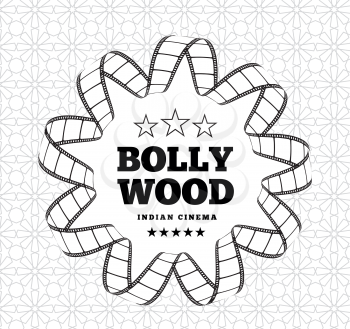 Bollywood is a traditional Indian movie. Vector illustration with film strip on light background