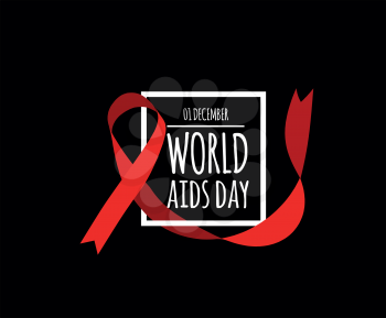 World Aids Day. Vector illustration with red ribbons on black background