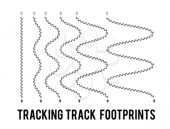 Tracking of human footprints to track walk paths. Silhouette from shoes. Vector illustration on white backhround