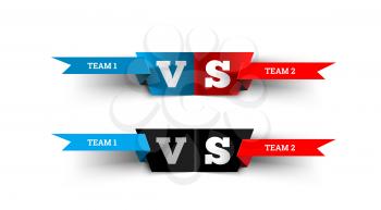 Versus design on white background. Blue team versus red team. VS fight vector illustration for poster, infographics, etc.