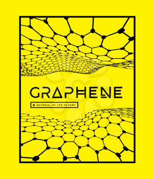 Graphene, a molecular network of hexagons connected together. Chemical network. Carbon, nanomaterials, nanotechnology. Vector 3d illustraion