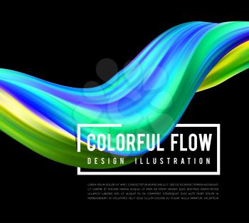 Colorful flow design. Trending wave liquid vector illustration on black background