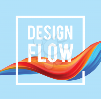 Colorful flow design. Trending wave liquid vector illustration on blue background