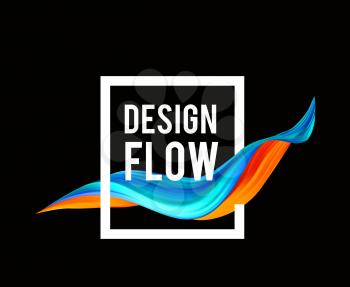 Colorful flow design. Trending wave liquid vector illustration on black background